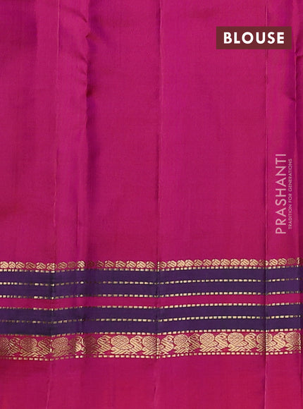 Pure kanchipuram silk saree purple and pink with paisley zari woven buttas and zari woven simple border