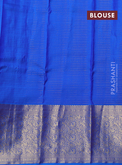 Pure kanchipuram silk saree navy blue and cs blue with allover zari weaves & buttas and long zari woven border