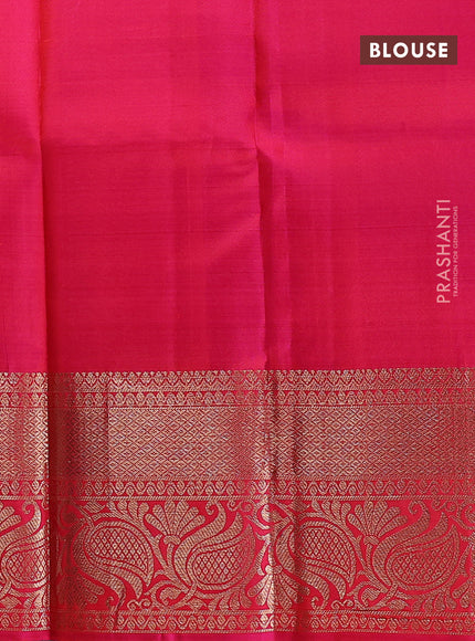 Pure kanchipuram silk lehenga dhawani mango yellow and pink with zari woven buttas and rich zari woven border