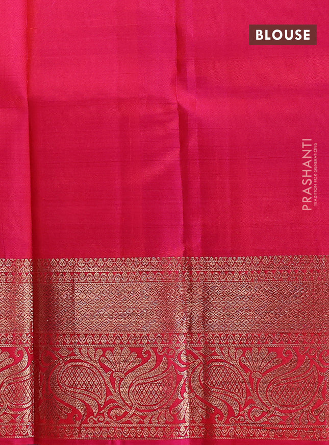 Pure kanchipuram silk lehenga dhawani mango yellow and pink with zari woven buttas and rich zari woven border