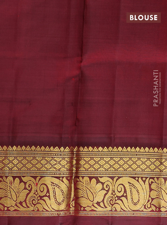 Pure kanchipuram silk lehenga dhawani teal blue and maroon with allover checked pattern and rich zari woven border
