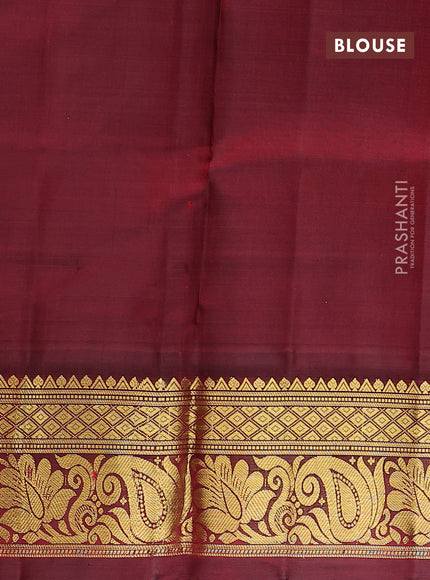 Pure kanchipuram silk lehenga dhawani teal blue and maroon with allover checked pattern and rich zari woven border