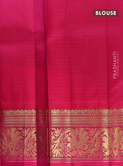 Pure kanchipuram silk lehenga dhawani cs blue and pink with allover checked pattern and rich zari woven border