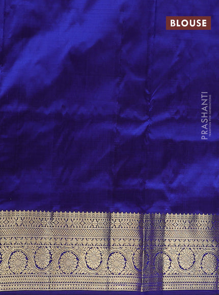 Pure kanchipuram silk lehenga dhawani dual shade of bluid=sh green and blue with allover zari checks & buttas and rich zari woven border