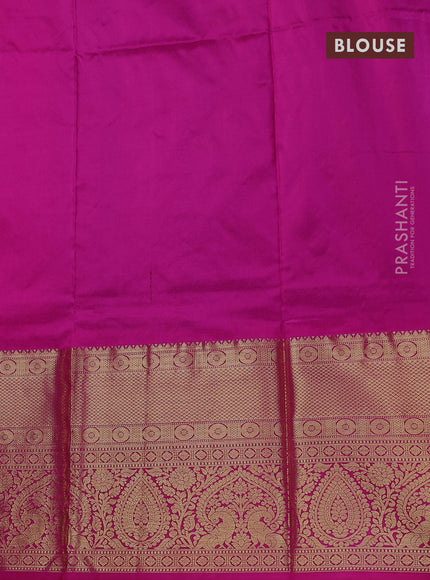 Pure kanchipuram silk lehenga dhawani light blue and pink with allover zari woven butta weaves and long rich zari woven border
