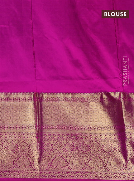 Pure kanchipuram silk lehenga dhawani teal blue and pink with allover zari woven butta weaves and long rich zari woven border