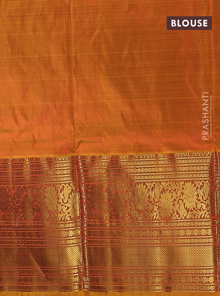 Pure kanchipuram silk lehenga dhawani maroon and dark mustard with allover zari woven paisley butta weaves and long rich zari woven border