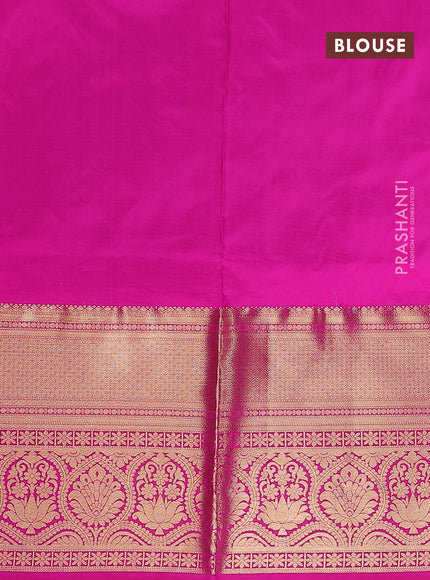 Pure kanchipuram silk lehenga dhawani light blue and pink with allover zari woven butta weaves and long rich zari woven border