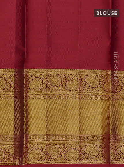 Pure kanchipuram silk lehenga dhawani green and red with allover zari woven buttas and long rich zari woven border