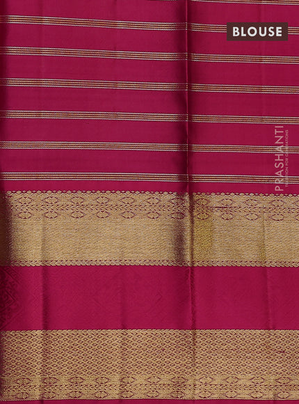 Pure kanchipuram silk lehenga dhawani violet and pink with allover small zari checks & buttas and long rich zari woven border