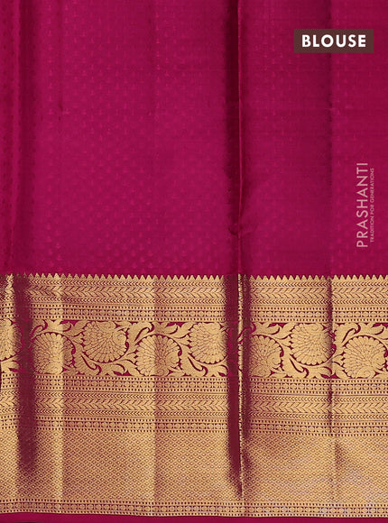Pure kanchipuram silk lehenga dhawani light green and pink with allover zari woven floral buttas and long zari woven border