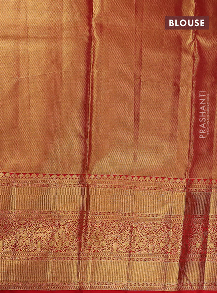 Pure kanchipuram tissue silk lehenga dhawani gold and red with allover zari woven brocade weaves and long rich zari woven border