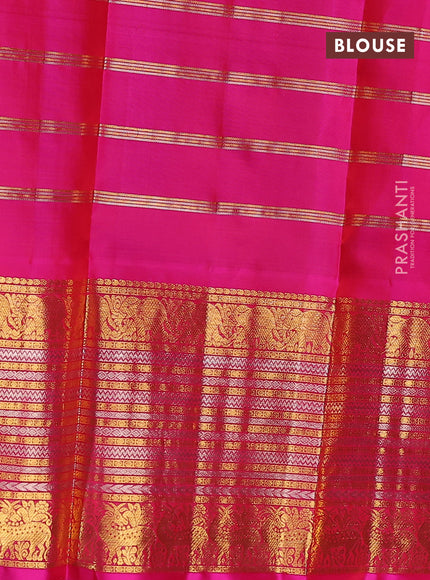 Pure kanchipuram silk lehenga dhawani deep maroon and pink with allover zari checks & buttas and long rich zari woven border