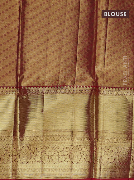 Pure kanchipuram tissue silk lehenga dhawani mustard yellow and red with allover zari woven brocade weaves and long rich zari woven border
