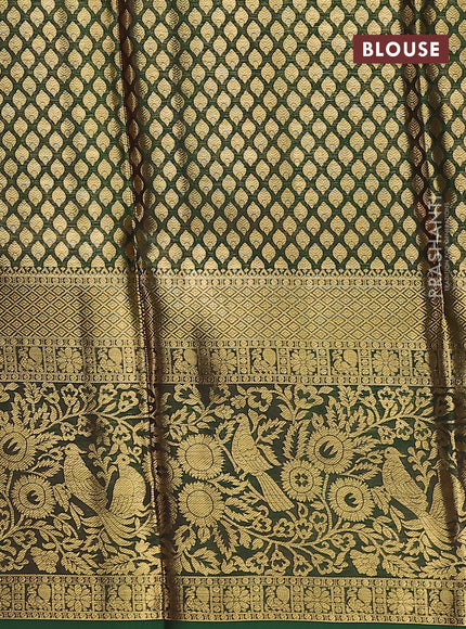 Pure kanchipuram tissue silk lehenga dhawani mango yellow and green with allover zari woven brocade floral weaves and long rich zari woven border