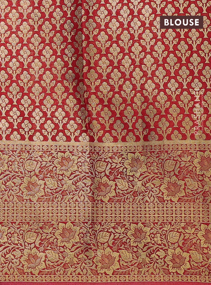 Pure kanchipuram tissue silk lehenga dhawani maroon with allover zari woven brocade floral weaves and long rich zari woven border