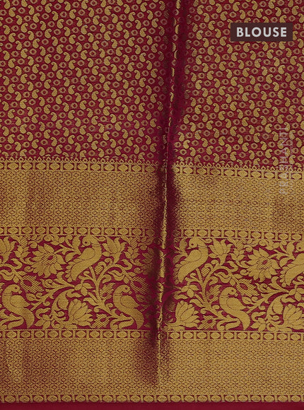 Pure kanchipuram tissue silk lehenga dhawani light blue and red with allover zari woven brocade floral weaves and long rich zari woven border