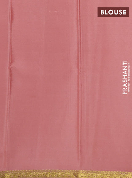 Pure mysore silk saree peach shade with plain body and zari woven border