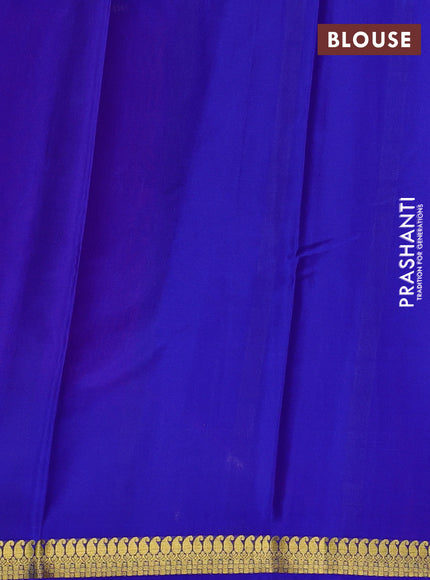 Pure mysore silk saree red and royal blue with plain body and paisley zari woven border