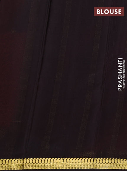 Pure mysore silk saree rust shade and coffee brown with plain body and paisley zari woven border