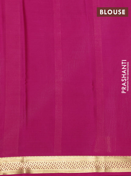 Pure mysore silk saree pista green and pink with plain body and zari woven border