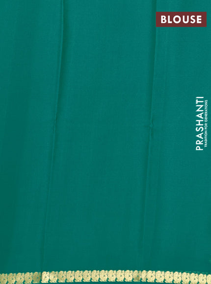 Pure mysore silk saree teal green with plain body and annam zari woven border