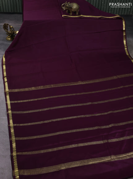 Pure mysore silk saree deep wine shade with plain body and annam zari woven border