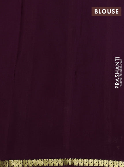 Pure mysore silk saree deep wine shade with plain body and annam zari woven border