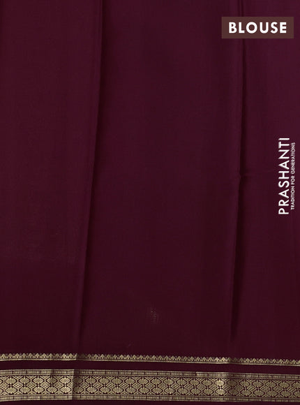 Pure mysore silk saree sandal and wine shade with plain body and zari woven border