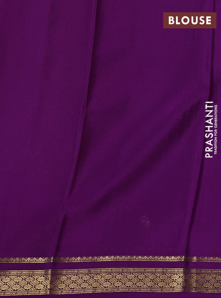 Pure mysore silk saree light green and purple with plain body and zari woven border