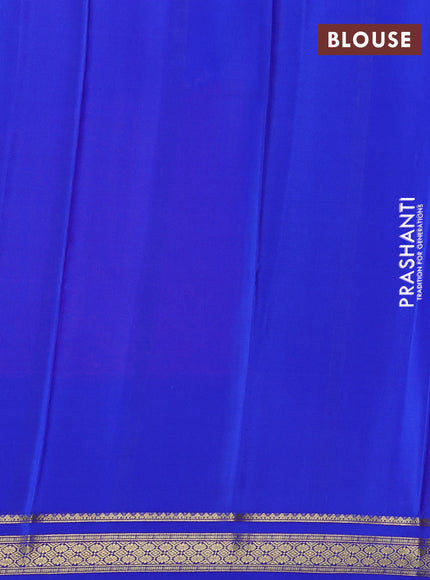 Pure mysore silk saree dark pink and royal blue with plain body and zari woven border