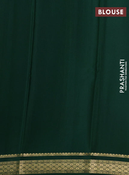 Pure mysore silk saree deep wine shade and bottle green with plain body and zari woven border