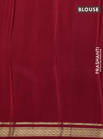 Pure mysore silk saree deep violet and maroon with plain body and zari woven border
