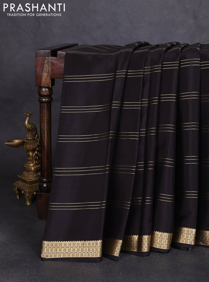 Pure mysore silk saree black with zari weaves and zari woven border