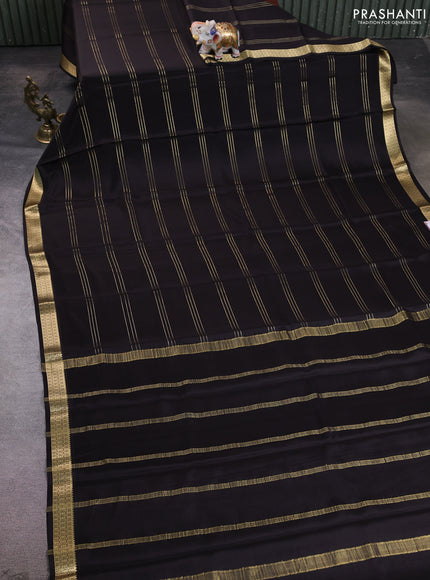 Pure mysore silk saree black with zari weaves and zari woven border
