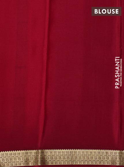 Pure mysore silk saree red with zari weaves and zari woven border