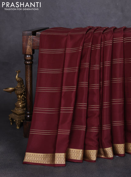 Pure mysore silk saree coffee brown with zari weaves and zari woven border