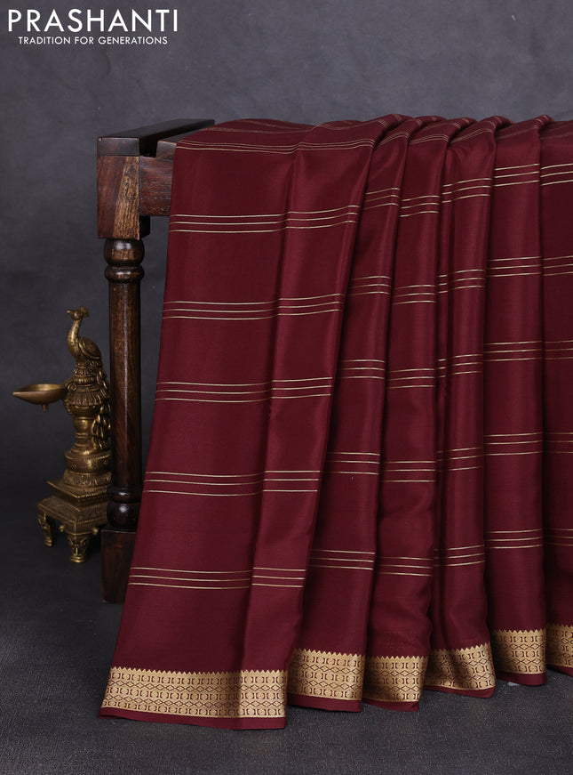 Pure mysore silk saree coffee brown with zari weaves and zari woven border