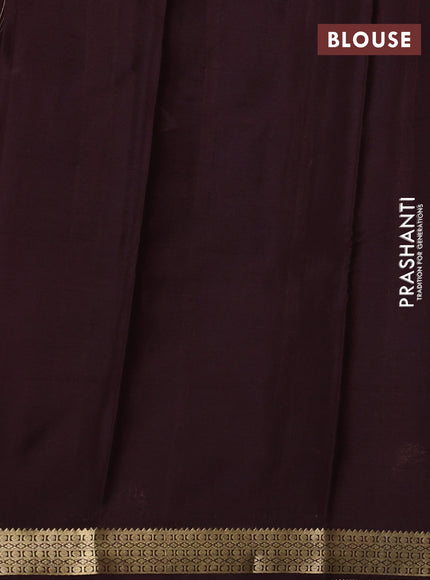 Pure mysore silk saree coffee brown with allover zari stripe pattern and zari woven border