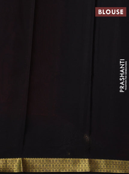 Pure mysore silk saree maroon and black with zari weaves and zari woven border