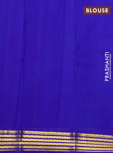 Pure mysore silk saree light green and royal blue with plain body and zari woven border