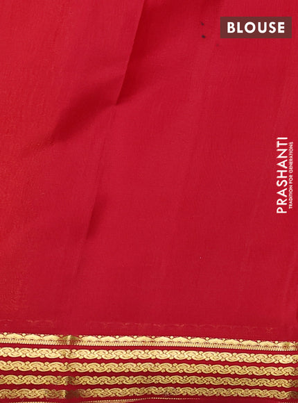 Pure mysore silk saree yellow and red with plain body and zari woven border