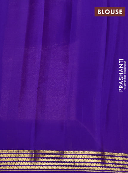 Pure mysore silk saree pastel pink and violet with plain body and zari woven border