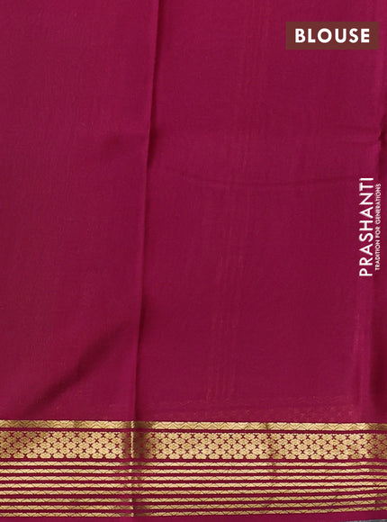 Pure mysore silk saree light green and wine shade with plain body and zari woven border