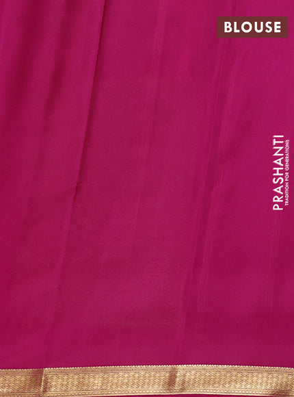 Pure mysore silk saree light green and pink with plain body and zari woven border