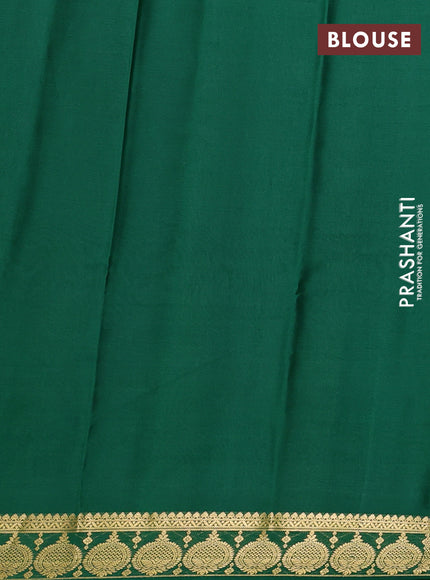 Pure mysore silk saree deep wine and green with plain body and zari woven butta border