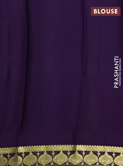 Pure mysore silk saree dark pink and violet with plain body and zari woven butta border
