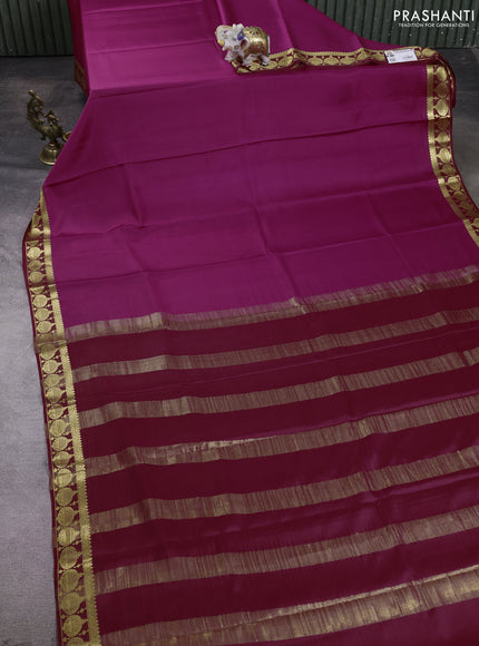 Pure mysore silk saree wine shade and deep wine with plain body and zari woven butta border