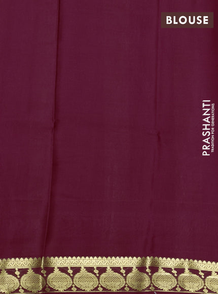 Pure mysore silk saree wine shade and deep wine with plain body and zari woven butta border