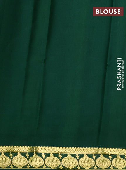 Pure mysore silk saree black and green with plain body and zari woven butta border